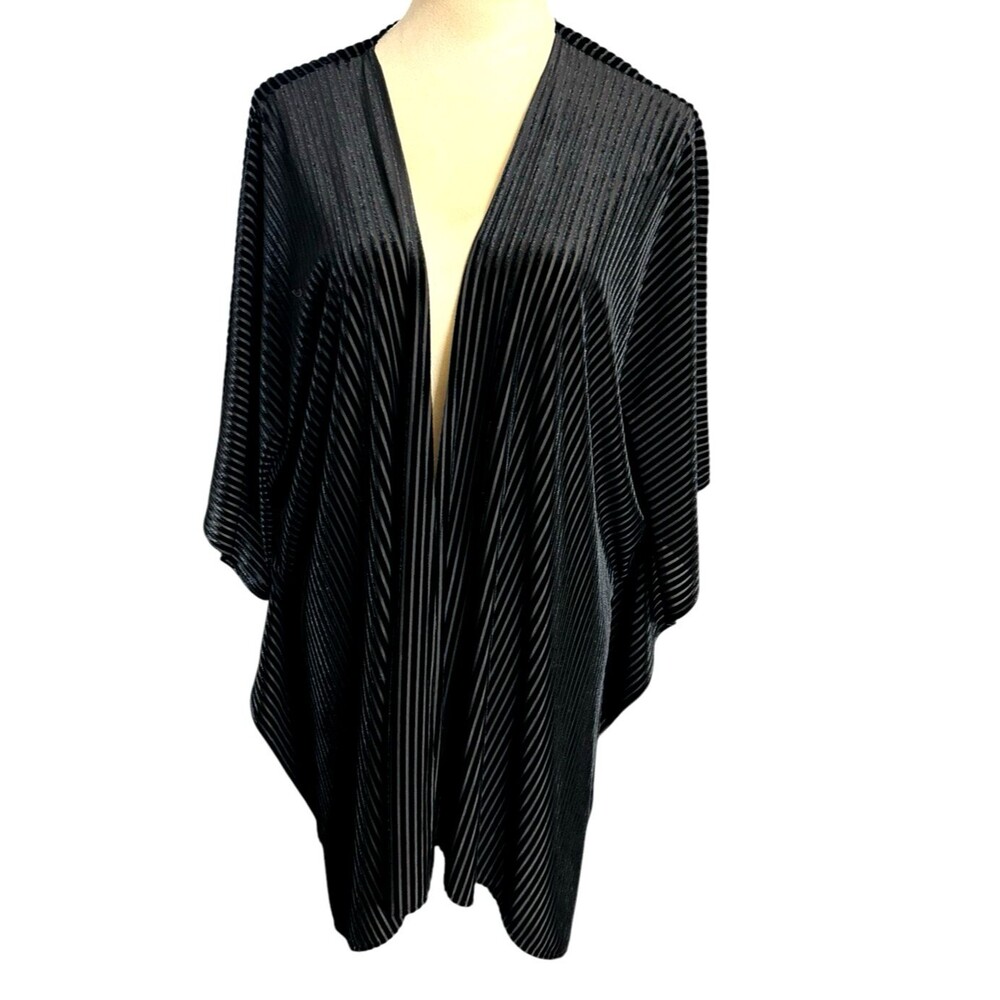 Lane Bryant Velvet Shawl Cardigan Draped Kimono Stretch Black Plus One Size